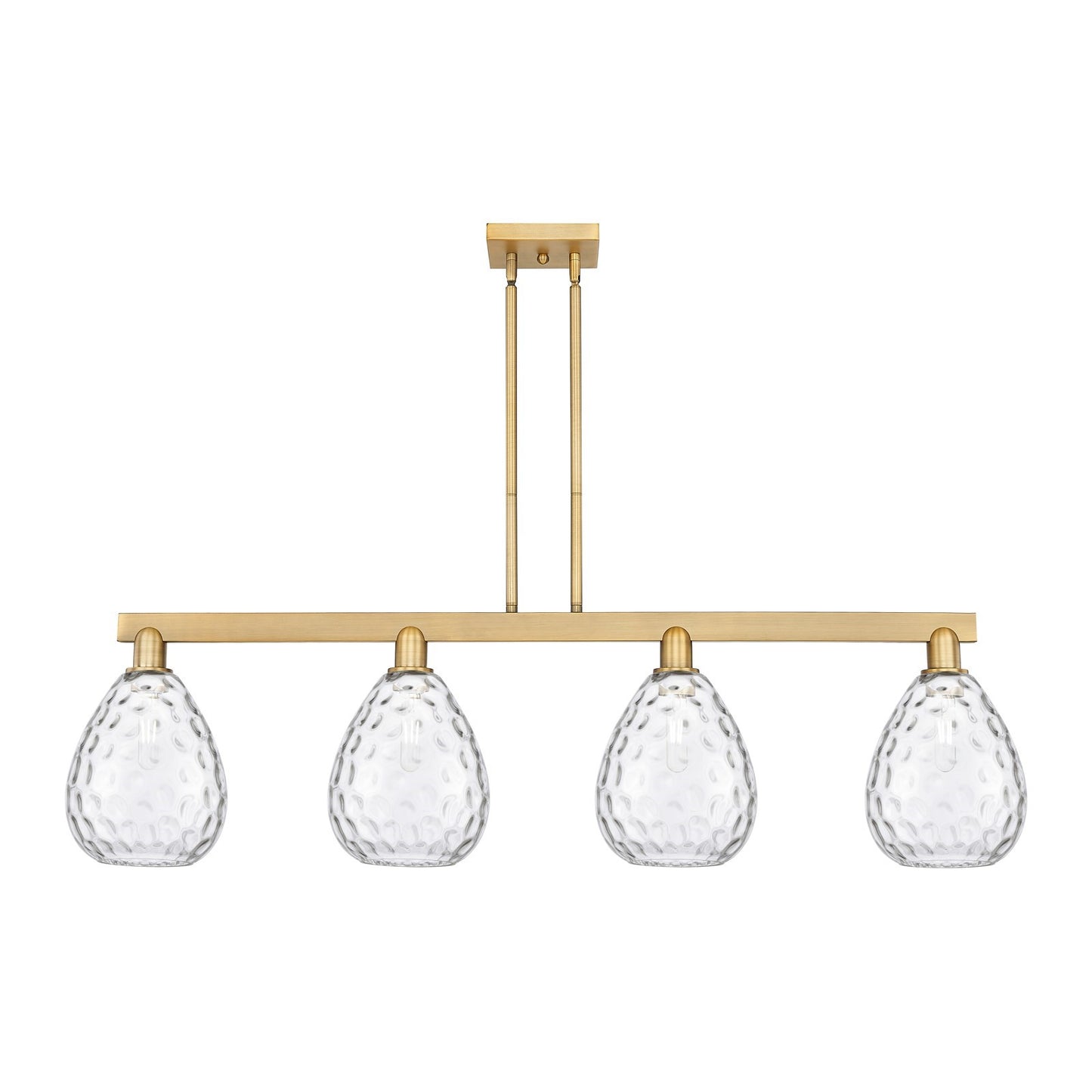 Innovations Waverly 51in 4-Light Island Light | Industrial Brushed Brass Steel and Clear Glass | Kitchen Island & Dining Room | Model 716-4I-BB-G372