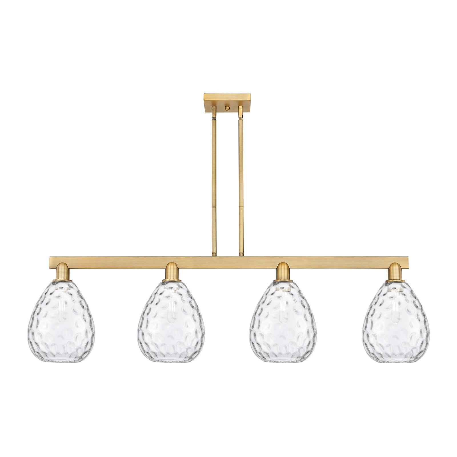 Innovations Waverly 51in 4-Light Island Light | Industrial Brushed Brass Steel and Clear Glass | Kitchen Island & Dining Room | Model 716-4I-BB-G372