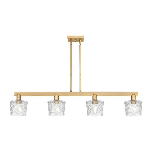 Innovations Niagara 49.25in 4-Light Island Light | Industrial Brushed Brass Steel and Clear Glass | Kitchen Island & Dining Room | Model 716-4I-BB-G402
