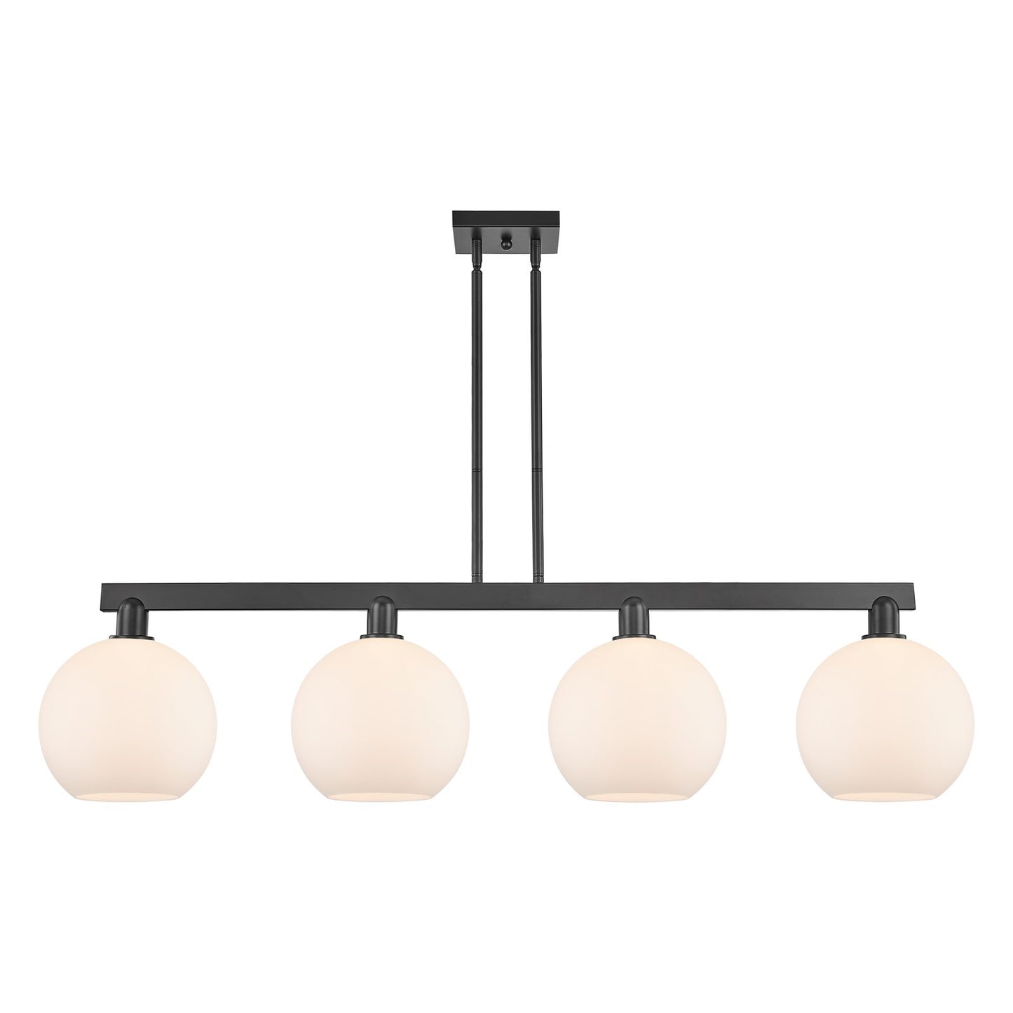 Innovations Athens 53in 4-Light Island Light | Industrial Matte Black Steel and Matte White Glass | Kitchen Island & Dining Room | Model 716-4I-BK-G121-10