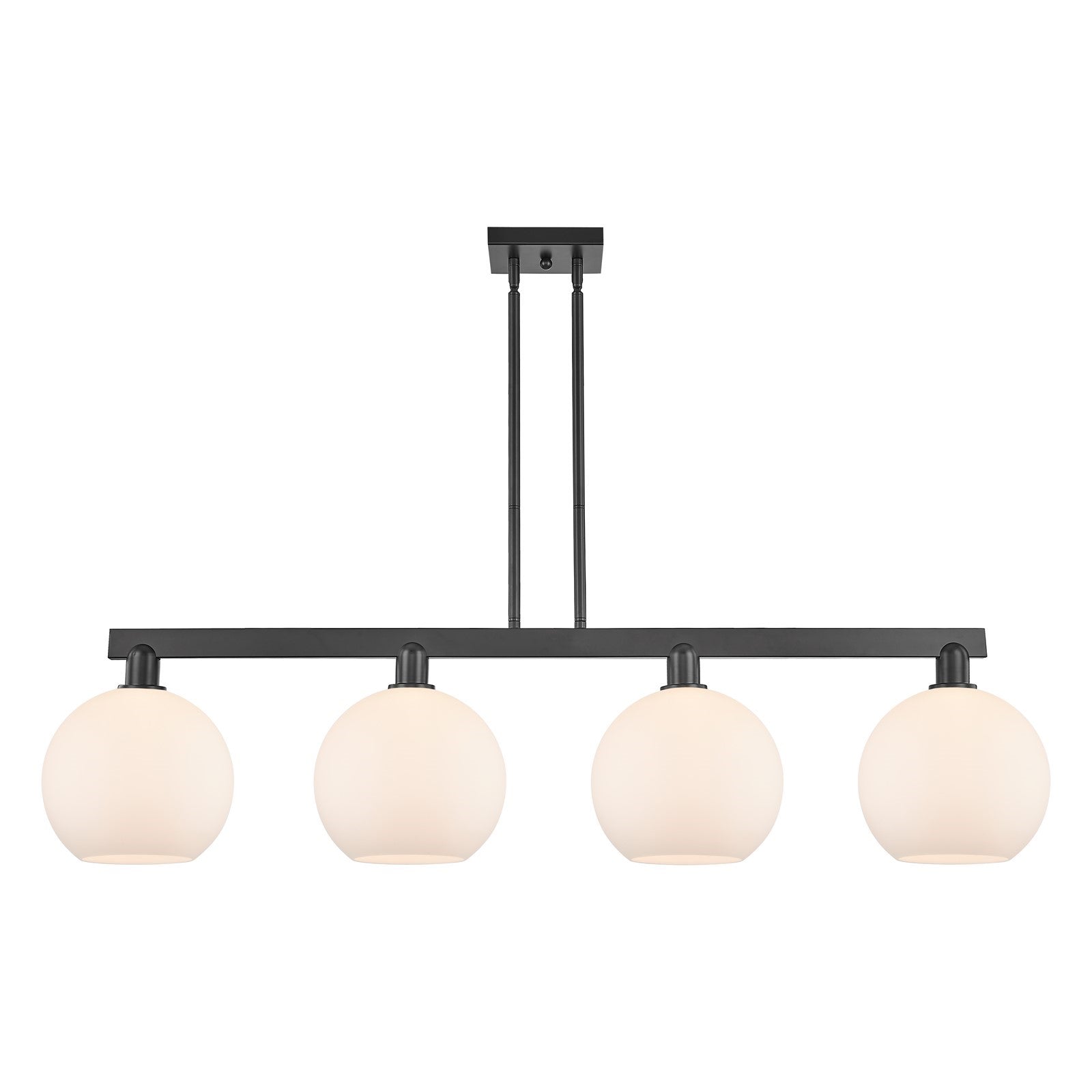 Innovations Athens 53in 4-Light Island Light | Industrial Matte Black Steel and Matte White Glass | Kitchen Island & Dining Room | Model 716-4I-BK-G121-10