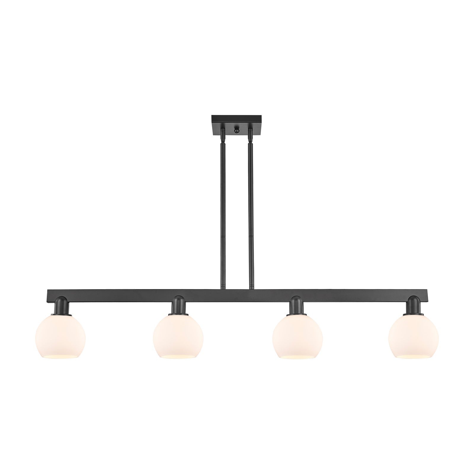 Innovations Athens 49in 4-Light Island Light | Industrial Matte Black Steel and Matte White Glass | Kitchen Island & Dining Room | Model 716-4I-BK-G121-6