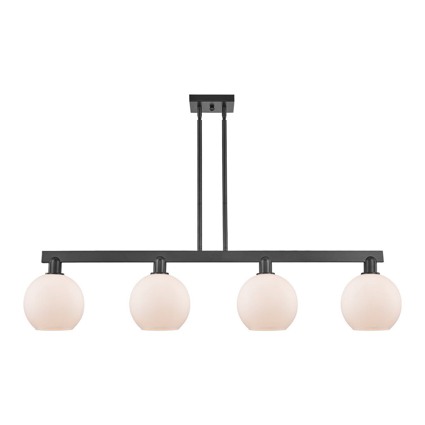 Innovations Athens 51in 4-Light Island Light | Industrial Matte Black Steel and Matte White Glass | Kitchen Island & Dining Room | Model 716-4I-BK-G121-8