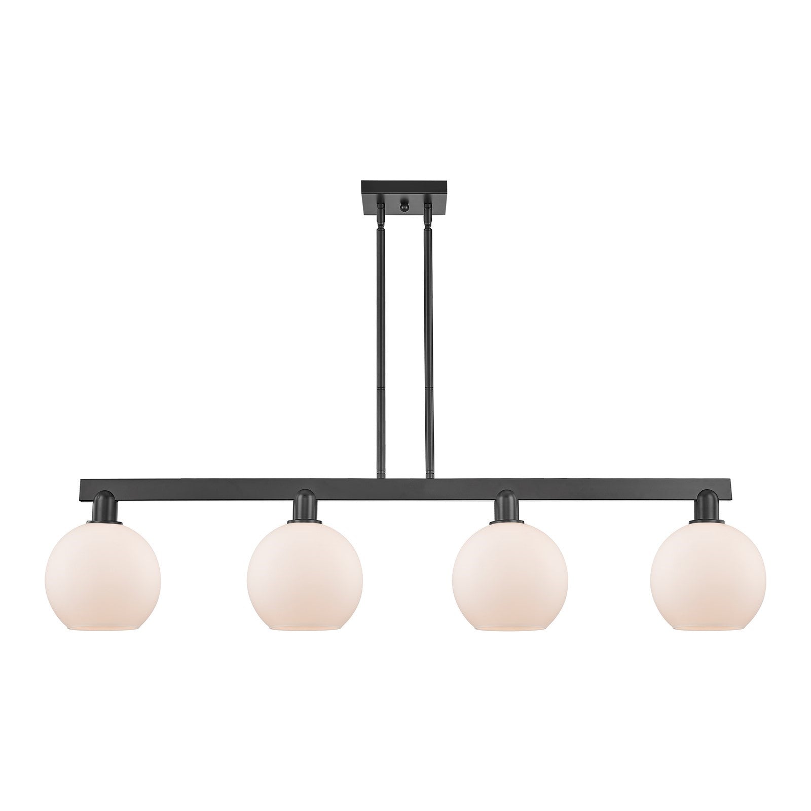 Innovations Athens 51in 4-Light Island Light | Industrial Matte Black Steel and Matte White Glass | Kitchen Island & Dining Room | Model 716-4I-BK-G121-8
