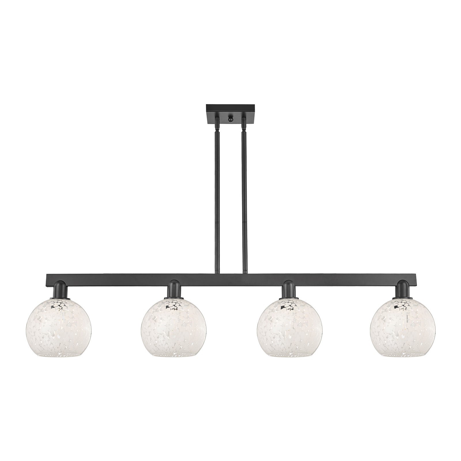 Innovations Arcadia 51in 4-Light Island Light | Industrial Matte Black Steel and White Mouchette Glass | Kitchen Island & | Model 716-4I-BK-G1216-8WM