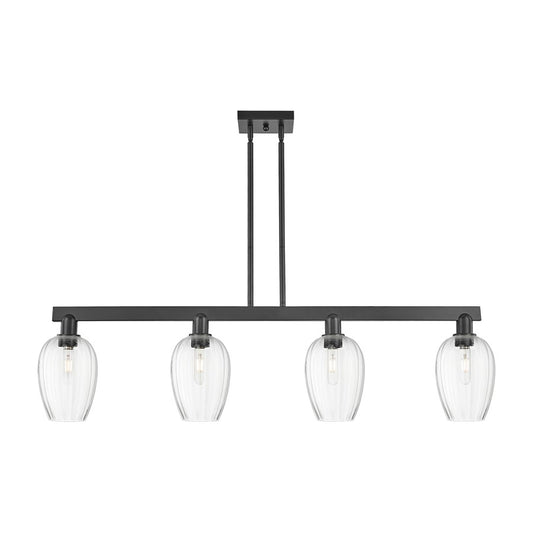 Innovations Preston 4Lt 48" Flute Stem Island Light, BK/CL - 716-4I-BK-G457-6CL