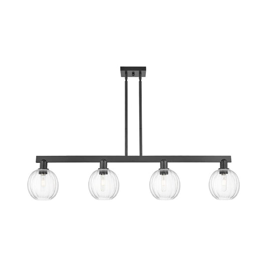 Innovations Preston 4Lt 48" Globe Stem Island Light, BK/CL - 716-4I-BK-G458-7CL