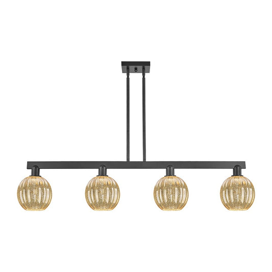 Innovations Preston 4Lt 48" Globe Stem Island Light, BK/MC - 716-4I-BK-G458-7ME