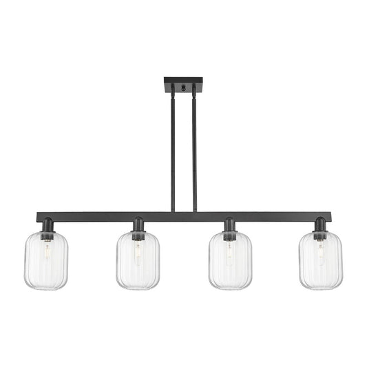 Innovations Preston 4Lt 48" Jar Stem Island Light, BK/Clear - 716-4I-BK-G460-7CL