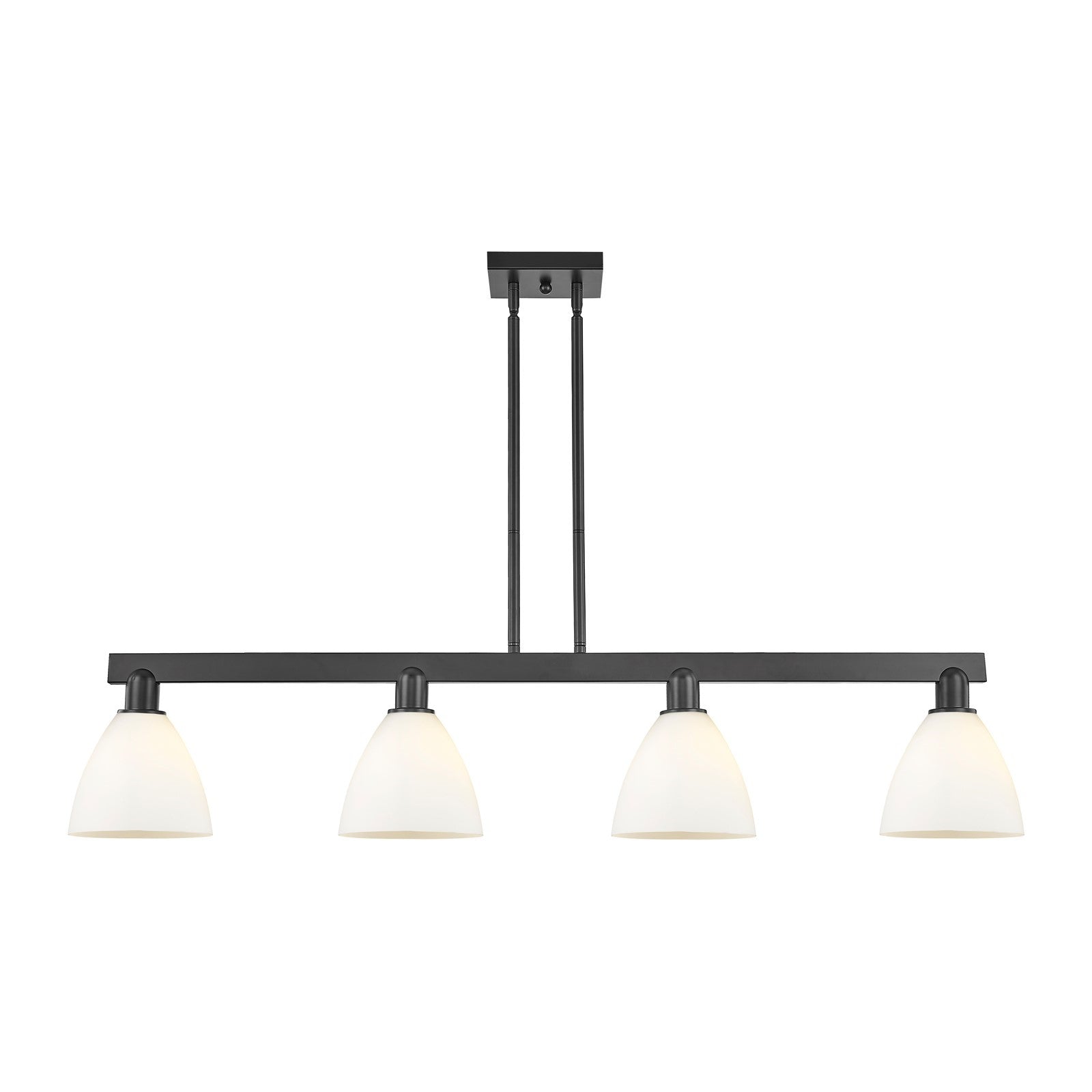Innovations Lighting Bristol 50.25in 4-Light Island Light | Industrial Matte Black Steel and Matte White Glass | Kitchen Island | Model 716-4I-BK-GBD-751