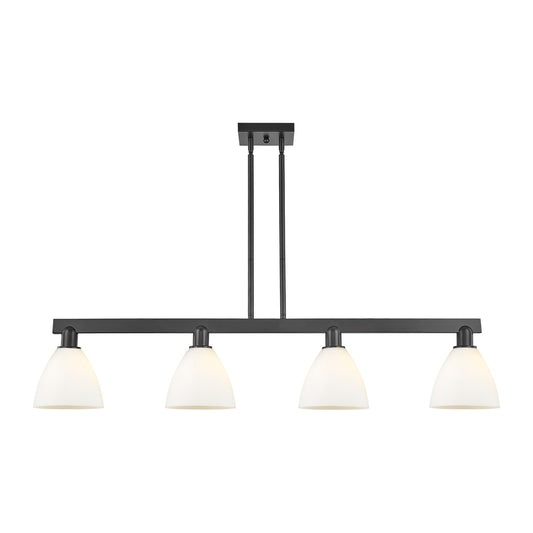 Innovations Lighting Bristol 50.25in 4-Light Island Light | Industrial Matte Black Steel and Matte White Glass | Kitchen Island | Model 716-4I-BK-GBD-751