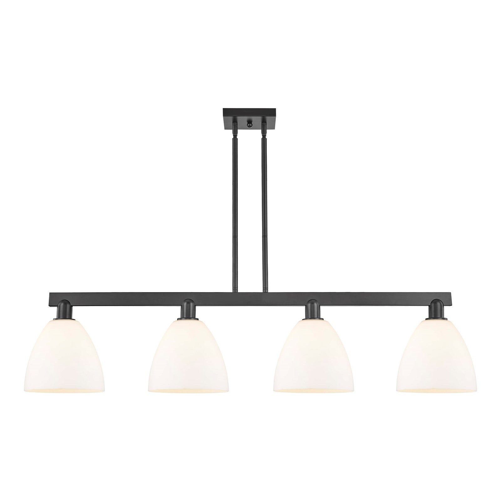 Innovations Bristol 52in 4-Light Island Light | Industrial Matte Black Steel and Matte White Glass | Kitchen Island & Dining Room | Model 716-4I-BK-GBD-91