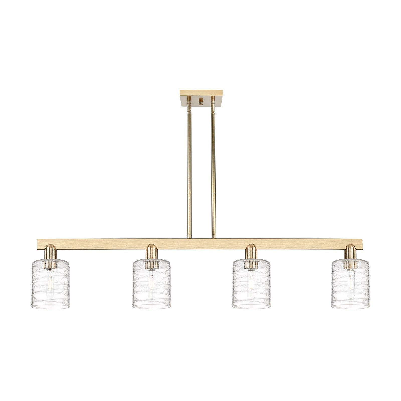 Innovations Cobbleskill 48in 4-Light Island Light | Industrial Champagne Bronze Steel and Deco Swirl Clear Glass | Kitchen Island | Model 716-4I-CB-G1113
