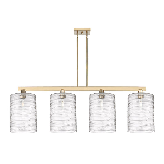 Innovations Cobbleskill 52in 4-Light Island Light | Industrial Champagne Bronze Steel and Deco Swirl Clear Glass | Kitchen | Model 716-4I-CB-G1113-L
