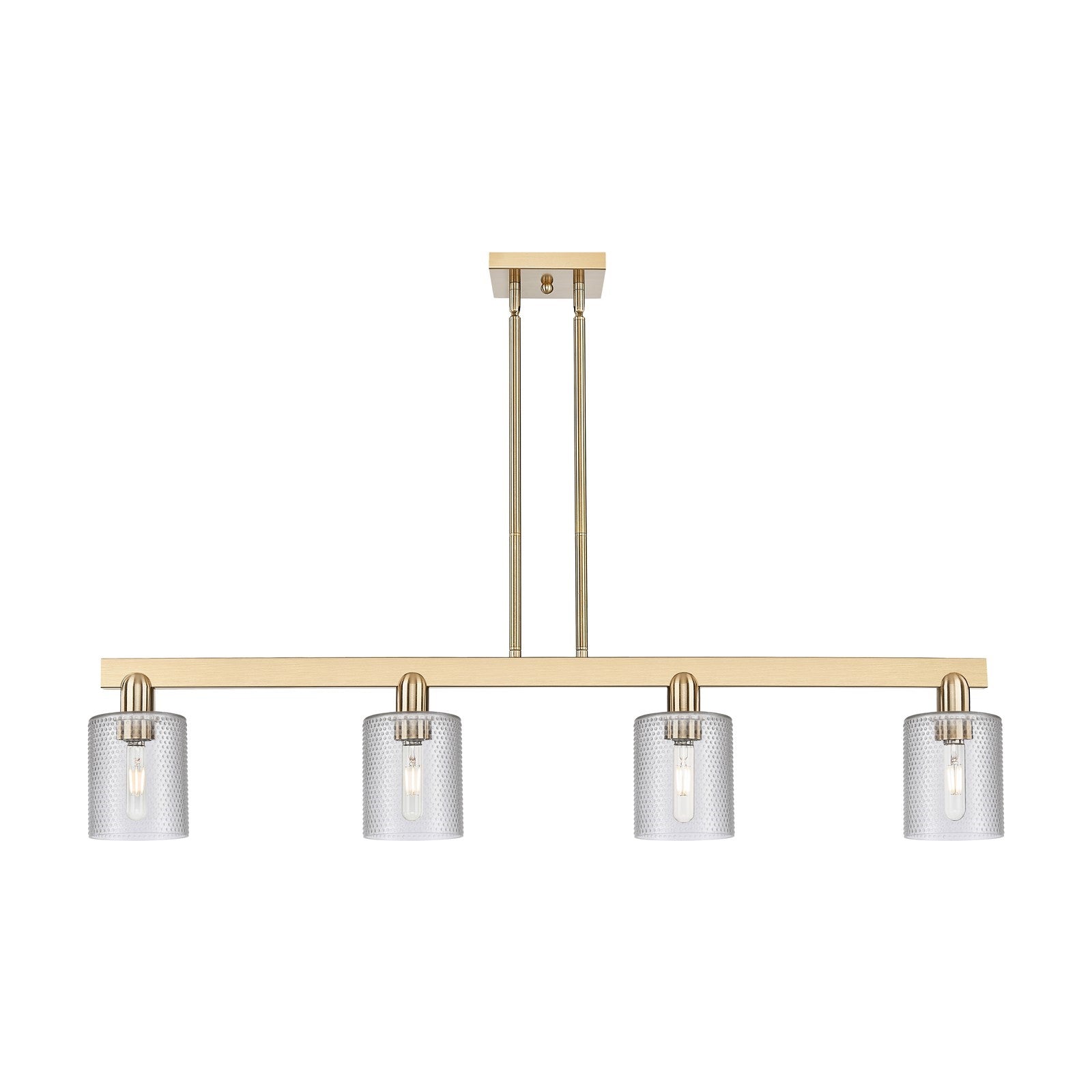 Innovations Cobbleskill 48in 4-Light Island Light | Industrial Champagne Bronze Steel and Clear Glass | Kitchen Island & Dining | Model 716-4I-CB-G112