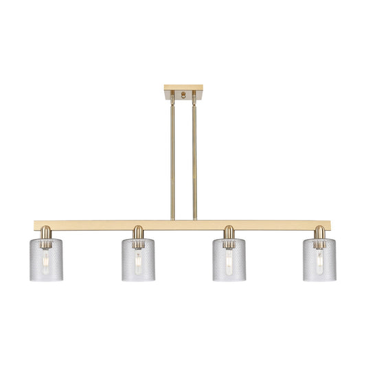 Innovations Cobbleskill 48in 4-Light Island Light | Industrial Champagne Bronze Steel and Clear Glass | Kitchen Island & Dining | Model 716-4I-CB-G112