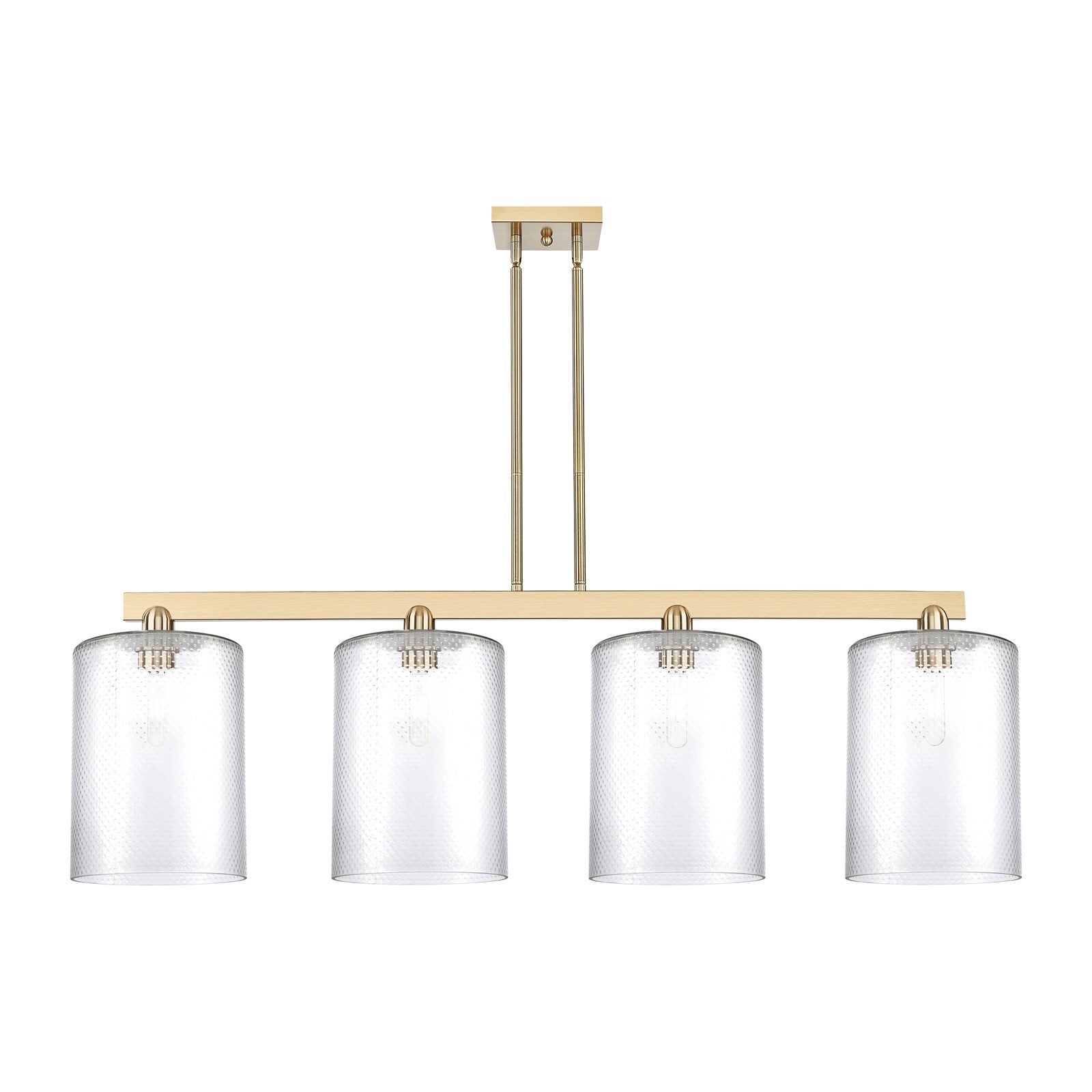 Innovations Cobbleskill 52in 4-Light Island Light | Industrial Champagne Bronze Steel and Clear Glass | Kitchen Island & Dining | Model 716-4I-CB-G112-L