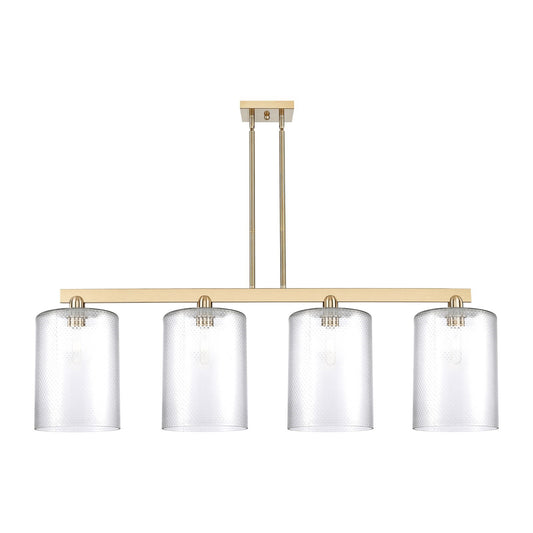 Innovations Cobbleskill 52in 4-Light Island Light | Industrial Champagne Bronze Steel and Clear Glass | Kitchen Island & Dining | Model 716-4I-CB-G112-L
