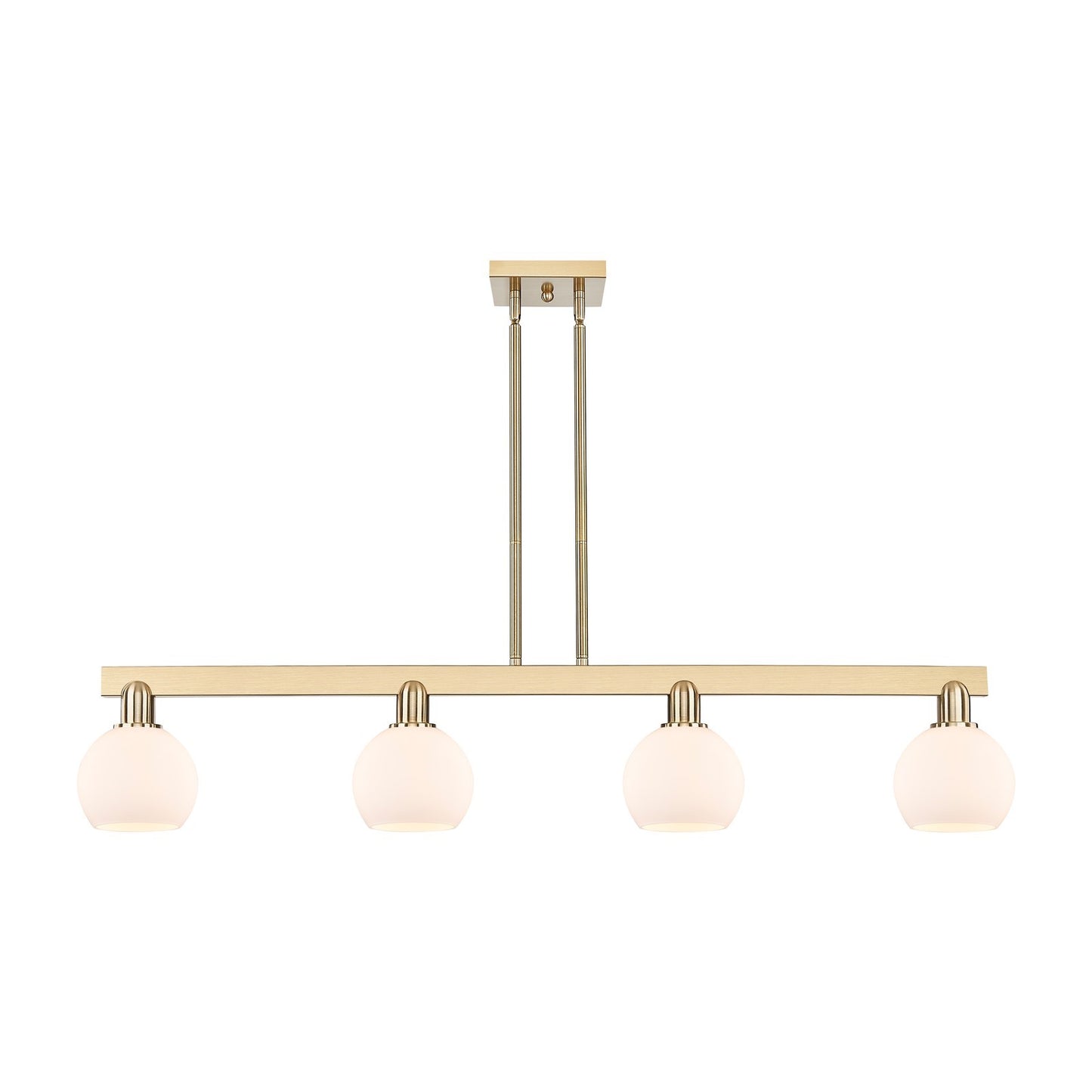 Innovations Athens 49in 4-Light Island Light | Industrial Champagne Bronze Steel and Matte White Glass | Kitchen Island & Dining | Model 716-4I-CB-G121-6