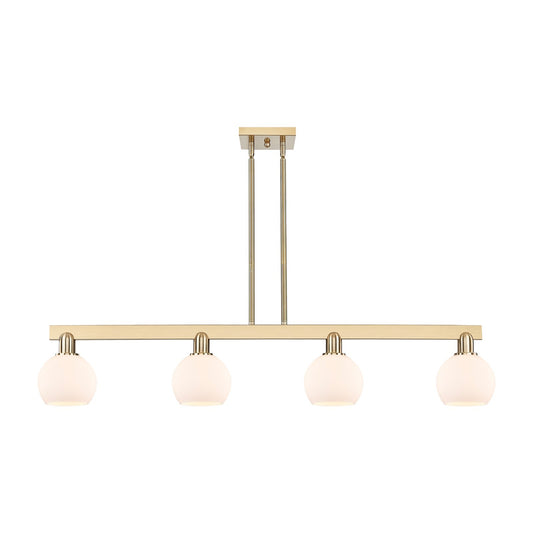 Innovations Athens 49in 4-Light Island Light | Industrial Champagne Bronze Steel and Matte White Glass | Kitchen Island & Dining | Model 716-4I-CB-G121-6