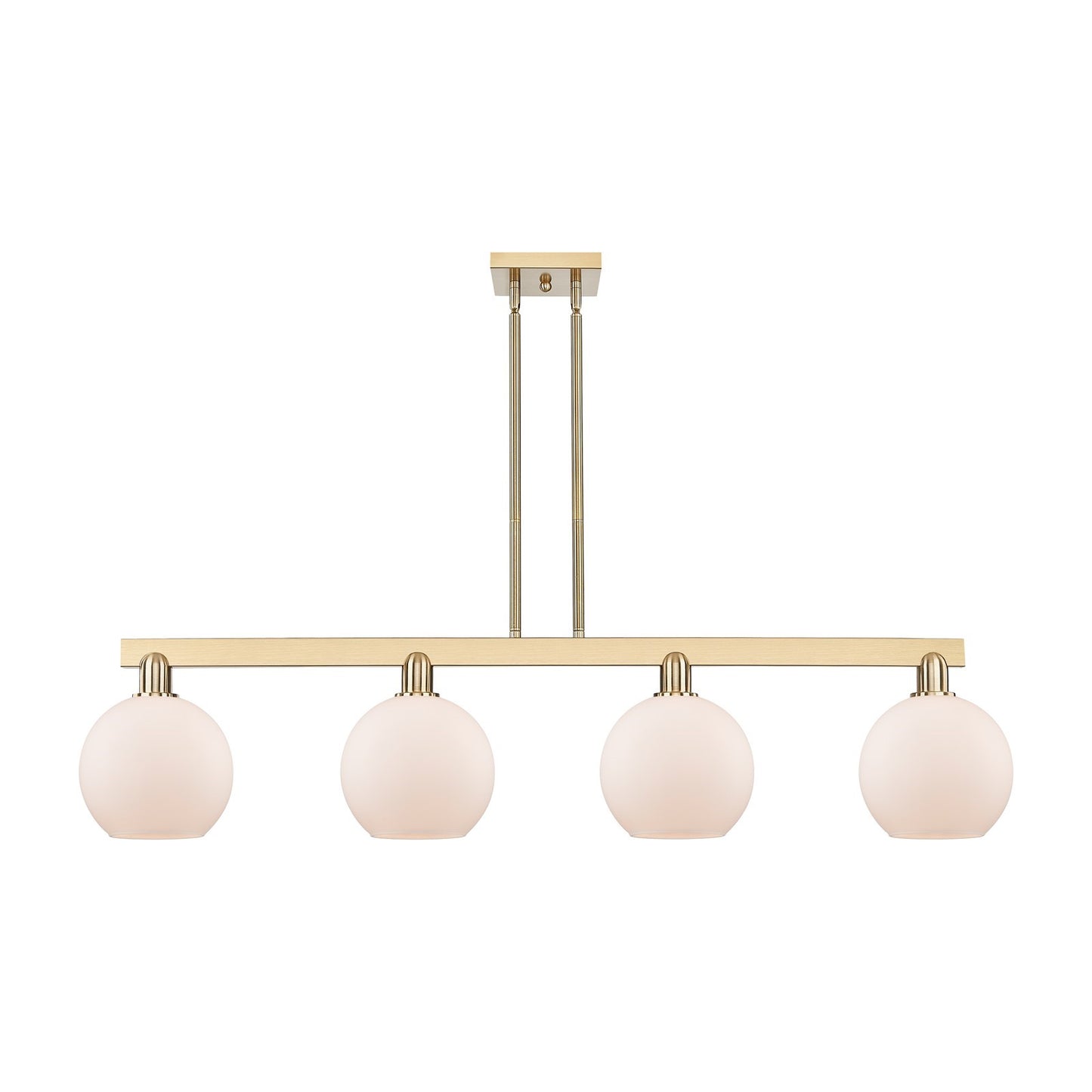 Innovations Athens 51in 4-Light Island Light | Industrial Champagne Bronze Steel and Matte White Glass | Kitchen Island & Dining | Model 716-4I-CB-G121-8