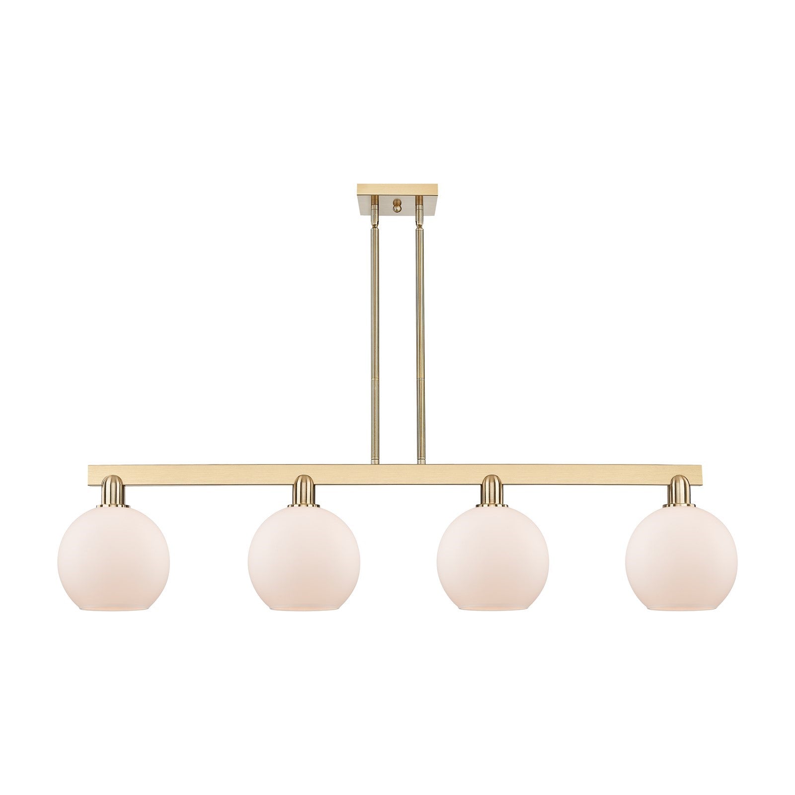 Innovations Athens 51in 4-Light Island Light | Industrial Champagne Bronze Steel and Matte White Glass | Kitchen Island & Dining | Model 716-4I-CB-G121-8