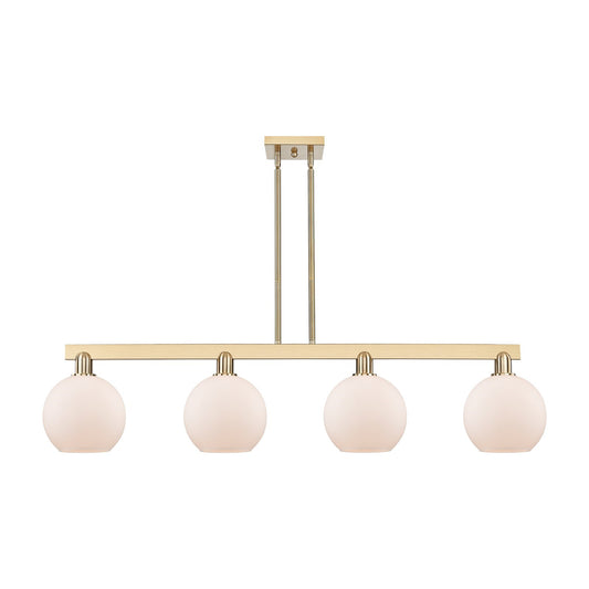 Innovations Athens 51in 4-Light Island Light | Industrial Champagne Bronze Steel and Matte White Glass | Kitchen Island & Dining | Model 716-4I-CB-G121-8