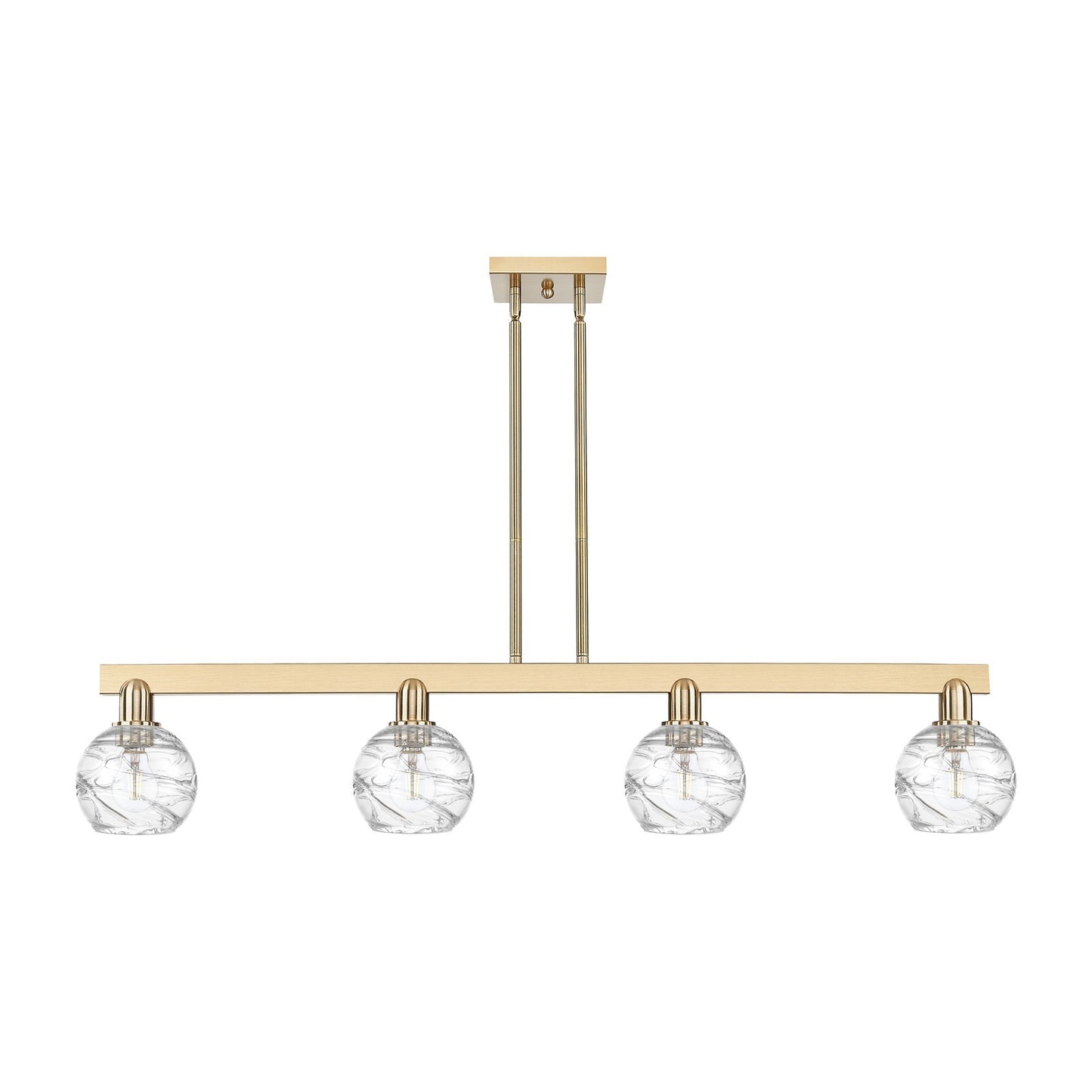 Innovations Athens Deco Swirl 48in 4-Light Island Light | Industrial Champagne Bronze Steel and Clear Glass | Kitchen Island & | Model 716-4I-CB-G1213-6CL
