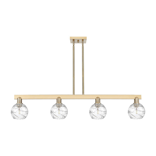 Innovations Athens Deco Swirl 48in 4-Light Island Light | Industrial Champagne Bronze Steel and Clear Glass | Kitchen Island & | Model 716-4I-CB-G1213-6CL