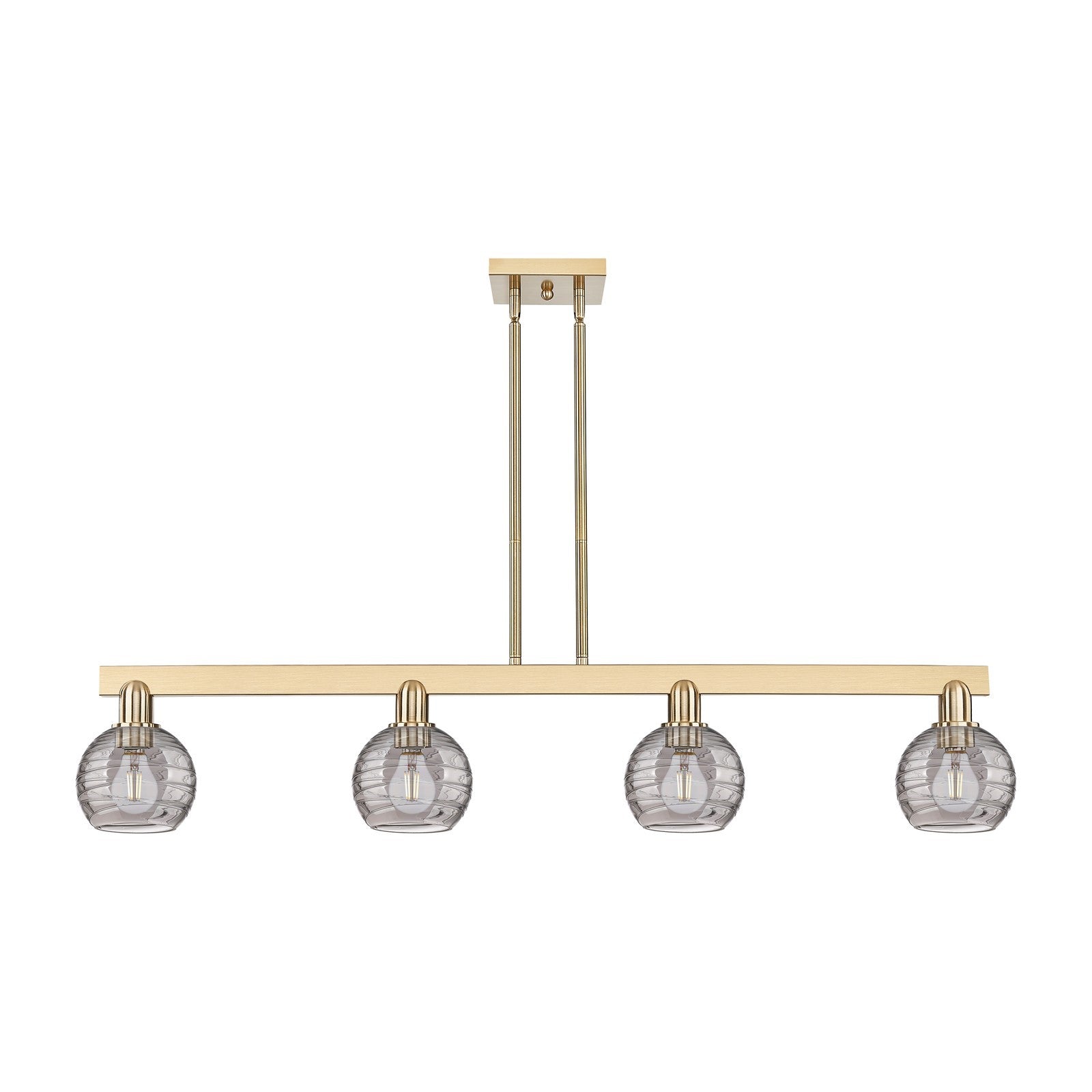 Innovations Athens Deco Swirl 48.625in 4-Light Island Light | Industrial Champagne Bronze Steel and Light Smoke Glass | Model 716-4I-CB-G1213-6SM