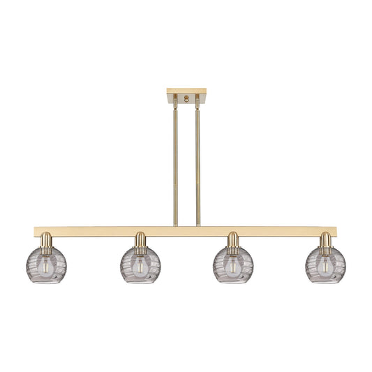 Innovations Athens Deco Swirl 48.625in 4-Light Island Light | Industrial Champagne Bronze Steel and Light Smoke Glass | Model 716-4I-CB-G1213-6SM