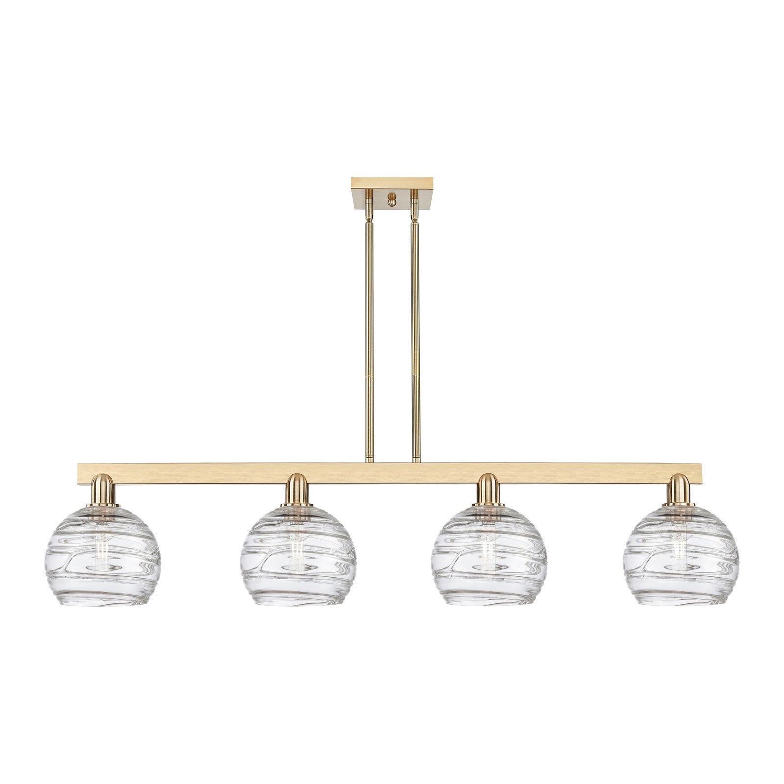 Innovations Athens Deco Swirl 51in 4-Light Island Light | Industrial Champagne Bronze Steel and Clear Deco Swirl Glass | Model 716-4I-CB-G1213-8CL