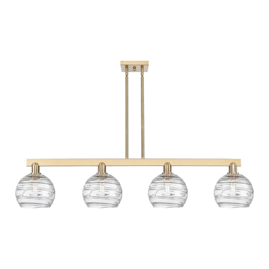 Innovations Athens Deco Swirl 51in 4-Light Island Light | Industrial Champagne Bronze Steel and Clear Deco Swirl Glass | Model 716-4I-CB-G1213-8CL