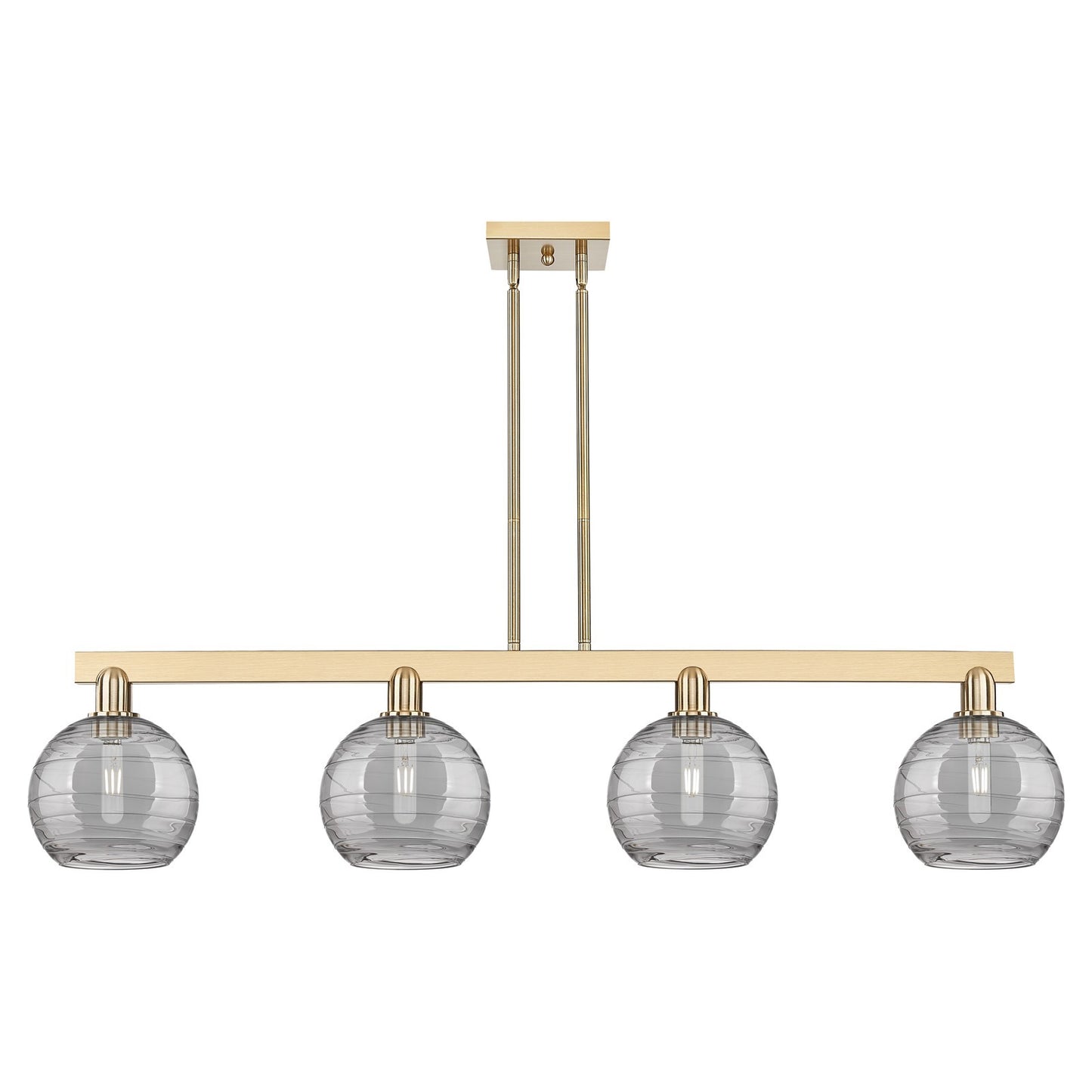 Innovations Athens Deco Swirl 51in 4-Light Island Light | Industrial Champagne Bronze Steel and Light Smoke Glass | Kitchen | Model 716-4I-CB-G1213-8SM