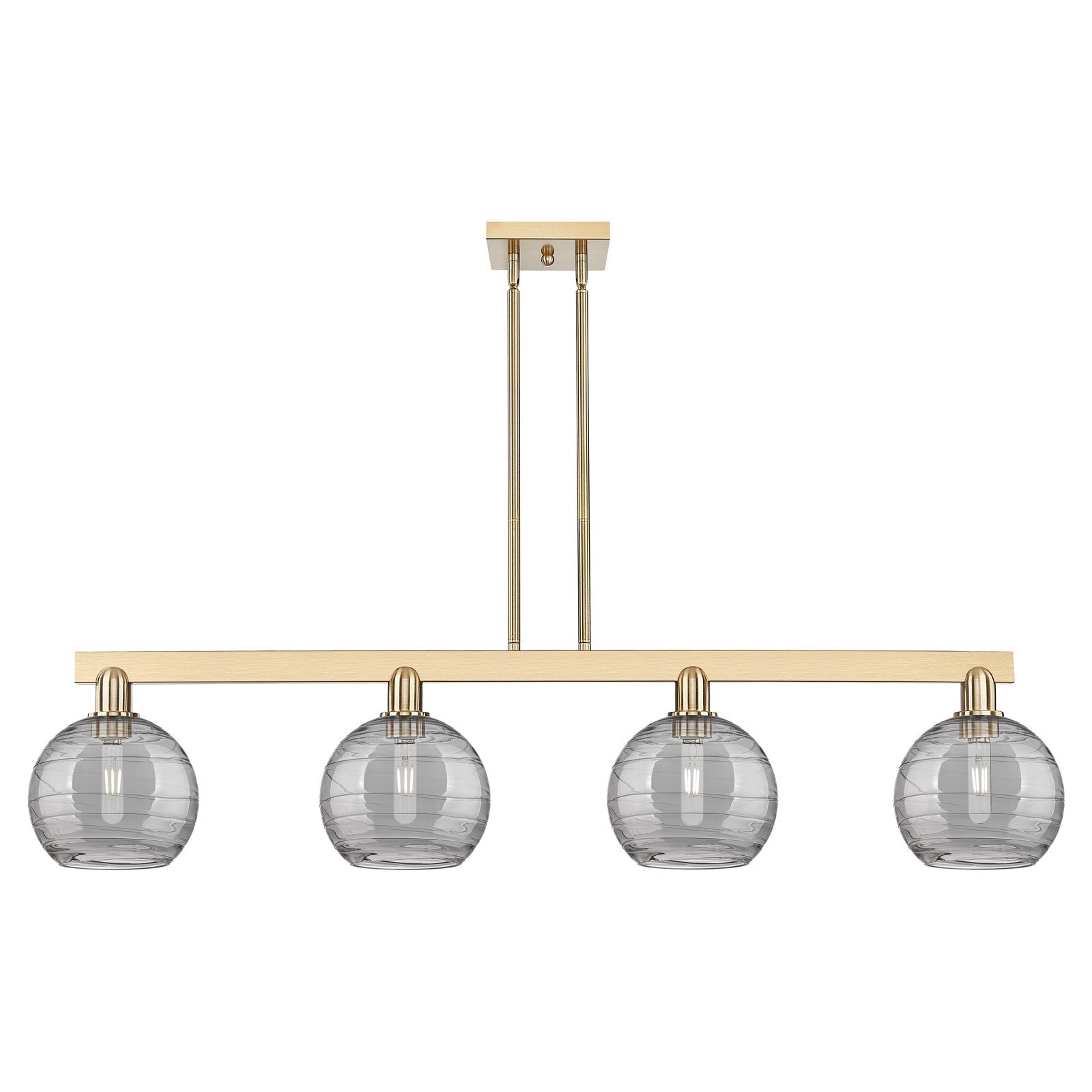 Innovations Athens Deco Swirl 51in 4-Light Island Light | Industrial Champagne Bronze Steel and Light Smoke Glass | Kitchen | Model 716-4I-CB-G1213-8SM