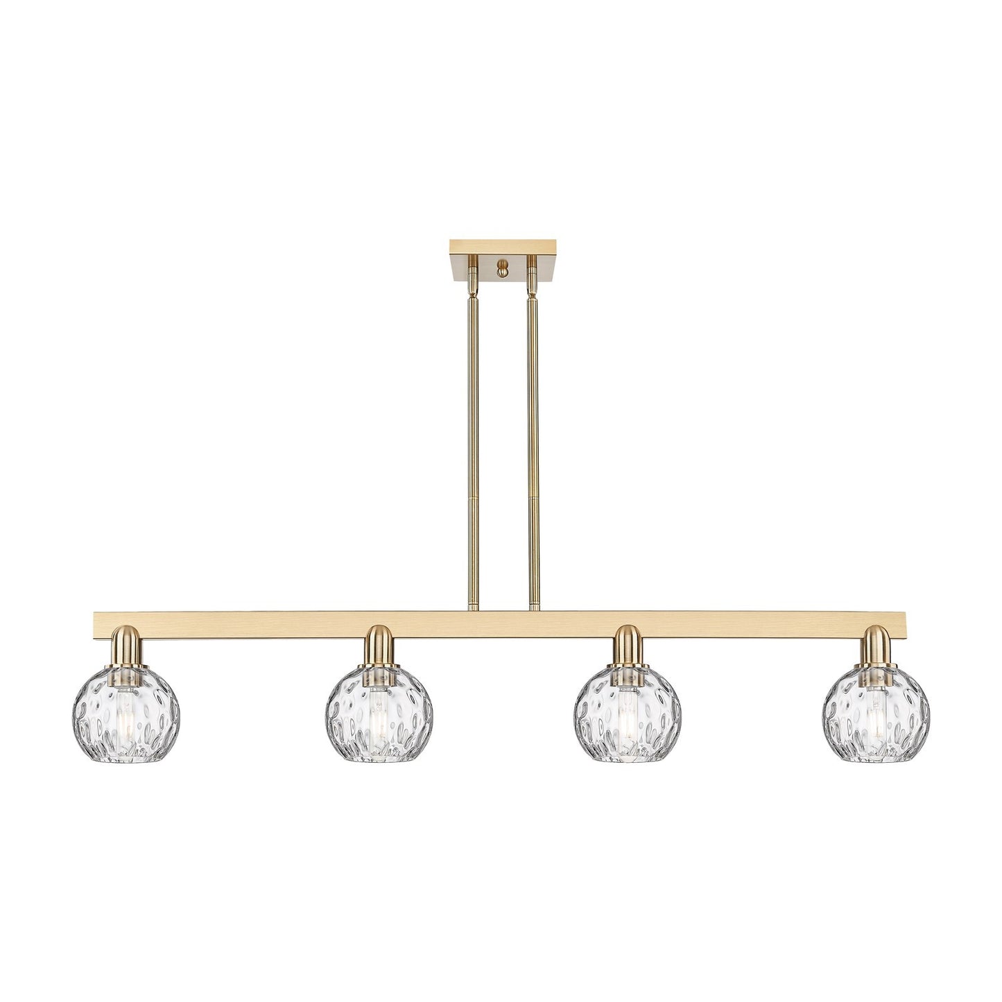 Innovations Athens 49in 4-Light Island Light | Industrial Champagne Bronze Steel and Clear Water Glass | Kitchen Island & Dining | Model 716-4I-CB-G1215-6