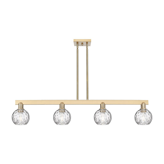 Innovations Athens 49in 4-Light Island Light | Industrial Champagne Bronze Steel and Clear Water Glass | Kitchen Island & Dining | Model 716-4I-CB-G1215-6