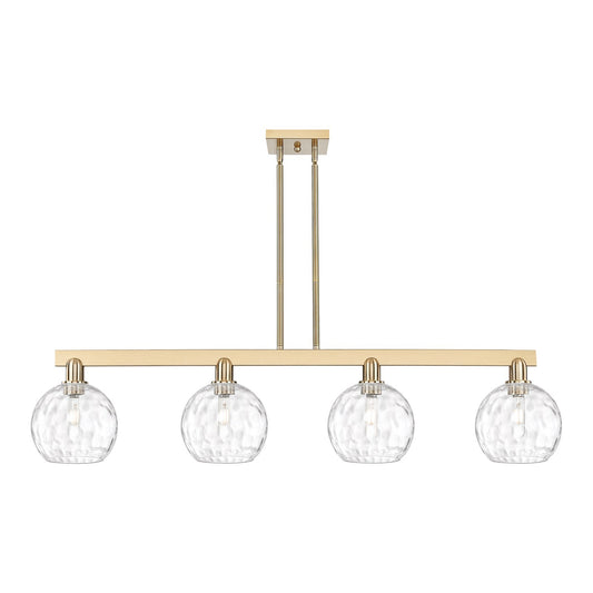 Innovations Athens 51in 4-Light Island Light | Industrial Champagne Bronze Steel and Clear Water Glass | Kitchen Island & Dining | Model 716-4I-CB-G1215-8