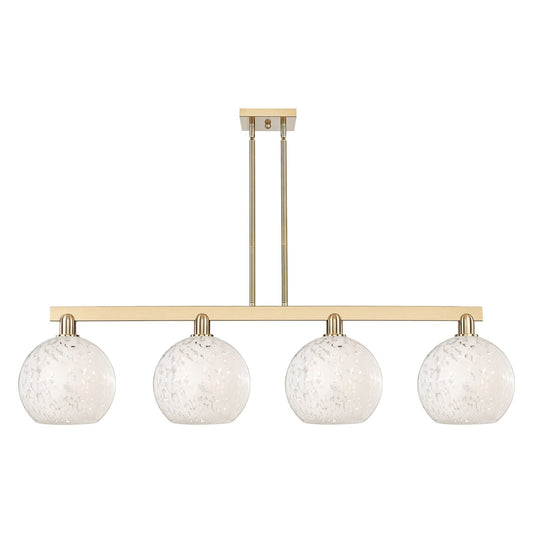 Innovations Lighting White Mouchette 53in 4-Light Island Light | Industrial Champagne Bronze Steel and White Glass | Kitchen | Model 716-4I-CB-G1216-10WM