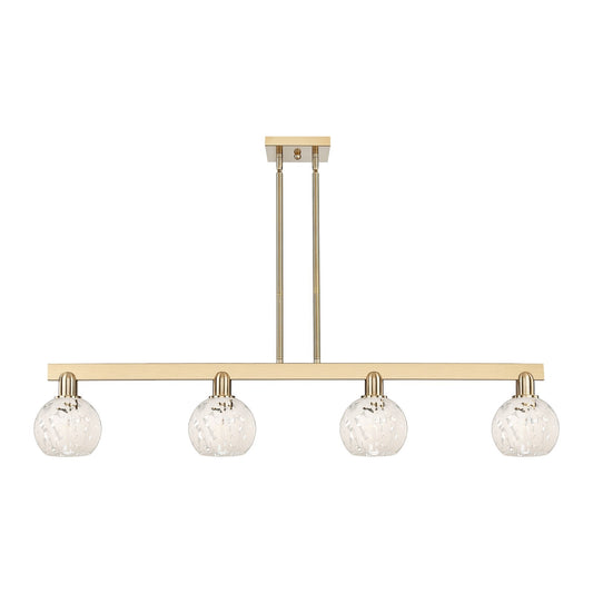 Innovations Lighting Arcadia 49in 4-Light Island Light | Industrial Champagne Bronze Steel and White Mouchette Glass | Kitchen | Model 716-4I-CB-G1216-6WM