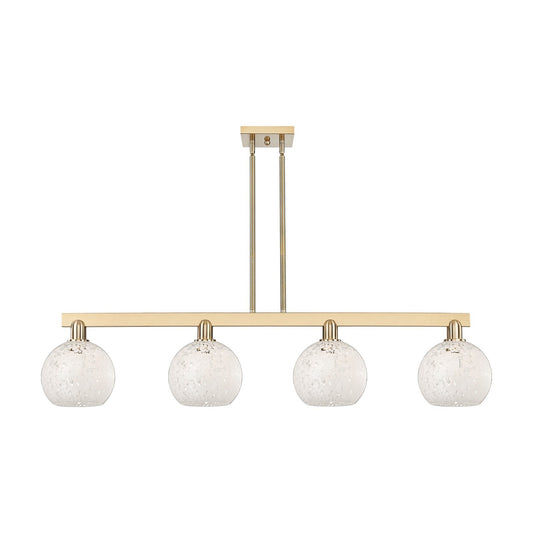 Innovations Lighting Arcadia 51in 4-Light Island Light | Industrial Champagne Bronze Steel and White Mouchette Glass | Kitchen | Model 716-4I-CB-G1216-8WM