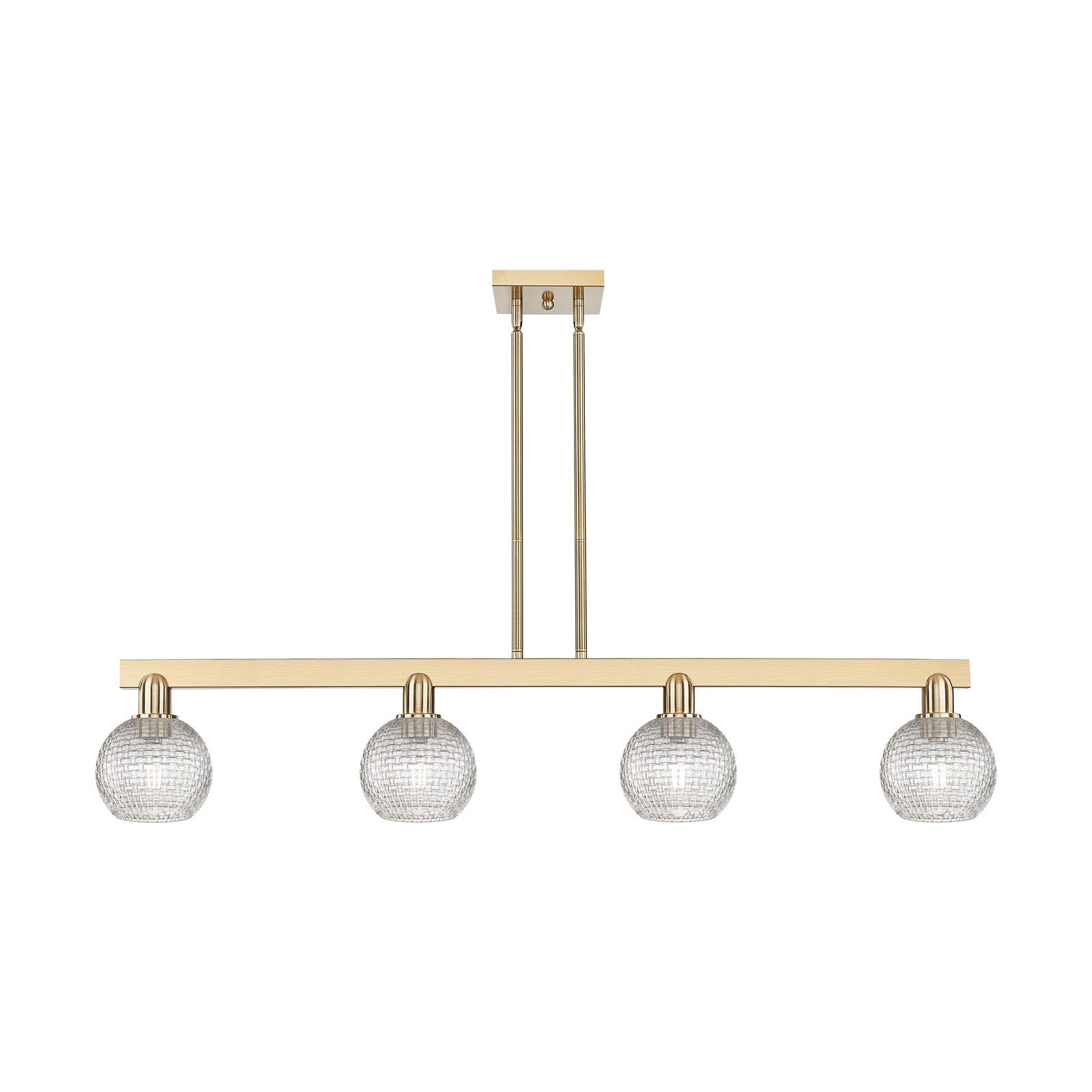 Innovations Athens 49in 4-Light Island Light | Industrial Champagne Bronze Steel and Clear Basket Weave Glass | Kitchen Island | Model 716-4I-CB-G122C-6CL