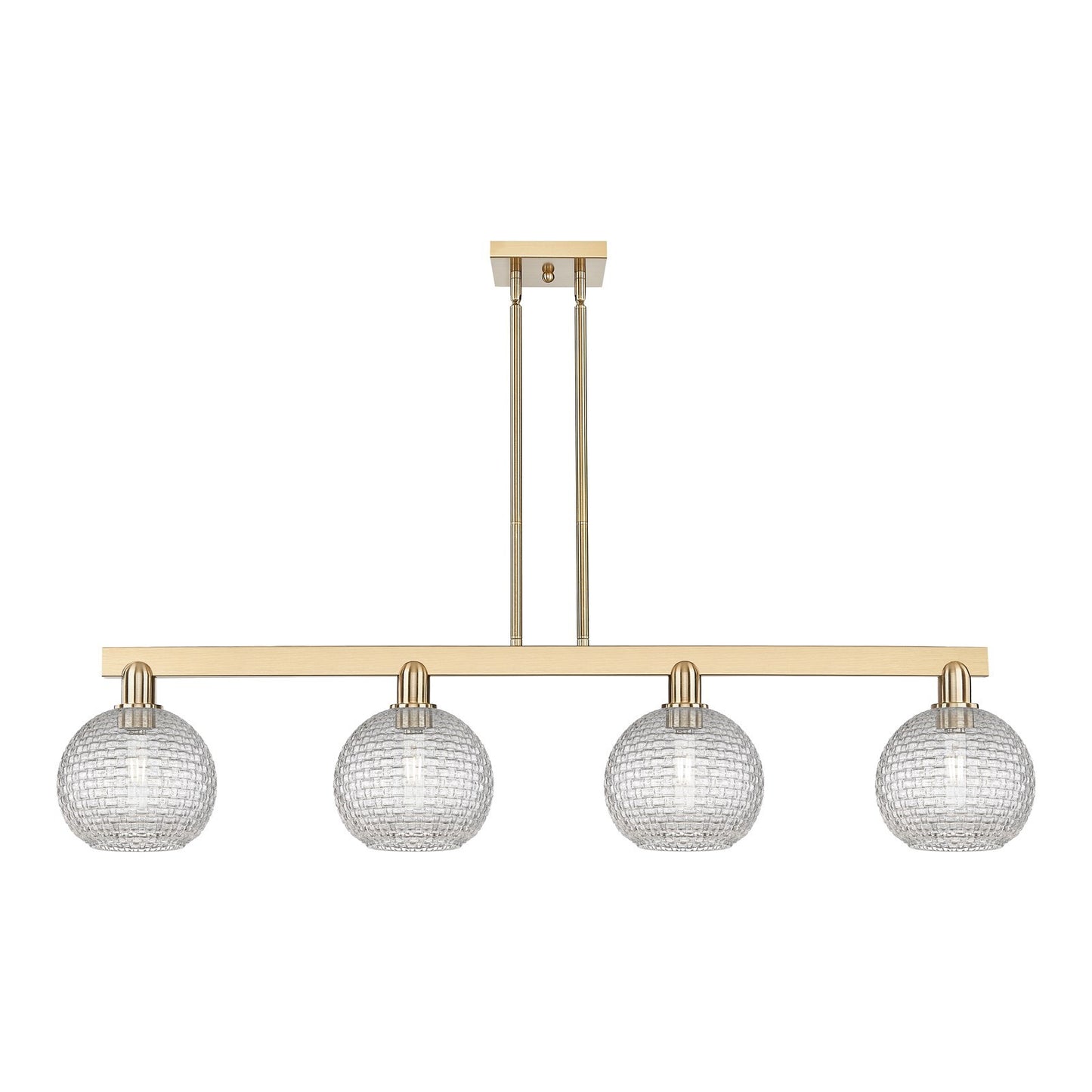 Innovations Athens 51in 4-Light Island Light | Industrial Champagne Bronze Steel and Clear Basket Weave Glass | Kitchen Island | Model 716-4I-CB-G122C-8CL