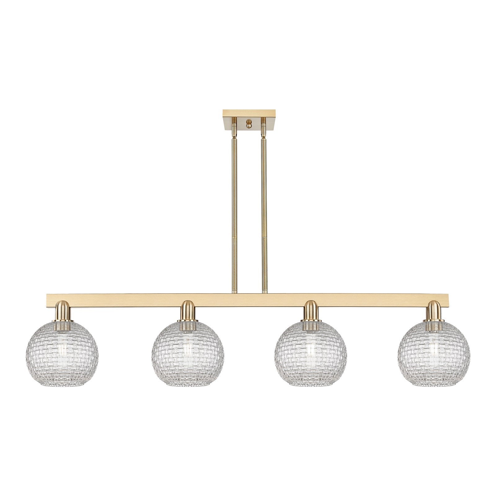Innovations Athens 51in 4-Light Island Light | Industrial Champagne Bronze Steel and Clear Basket Weave Glass | Kitchen Island | Model 716-4I-CB-G122C-8CL
