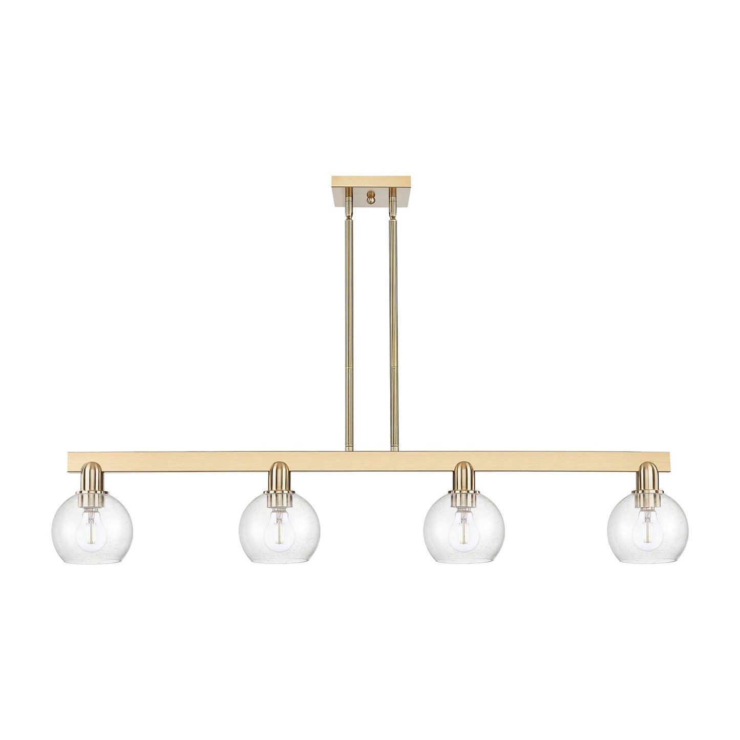 Innovations Athens 49in 4-Light Island Light | Industrial Champagne Bronze Steel and Seedy Glass | Kitchen Island & Dining Room | Model 716-4I-CB-G124-6