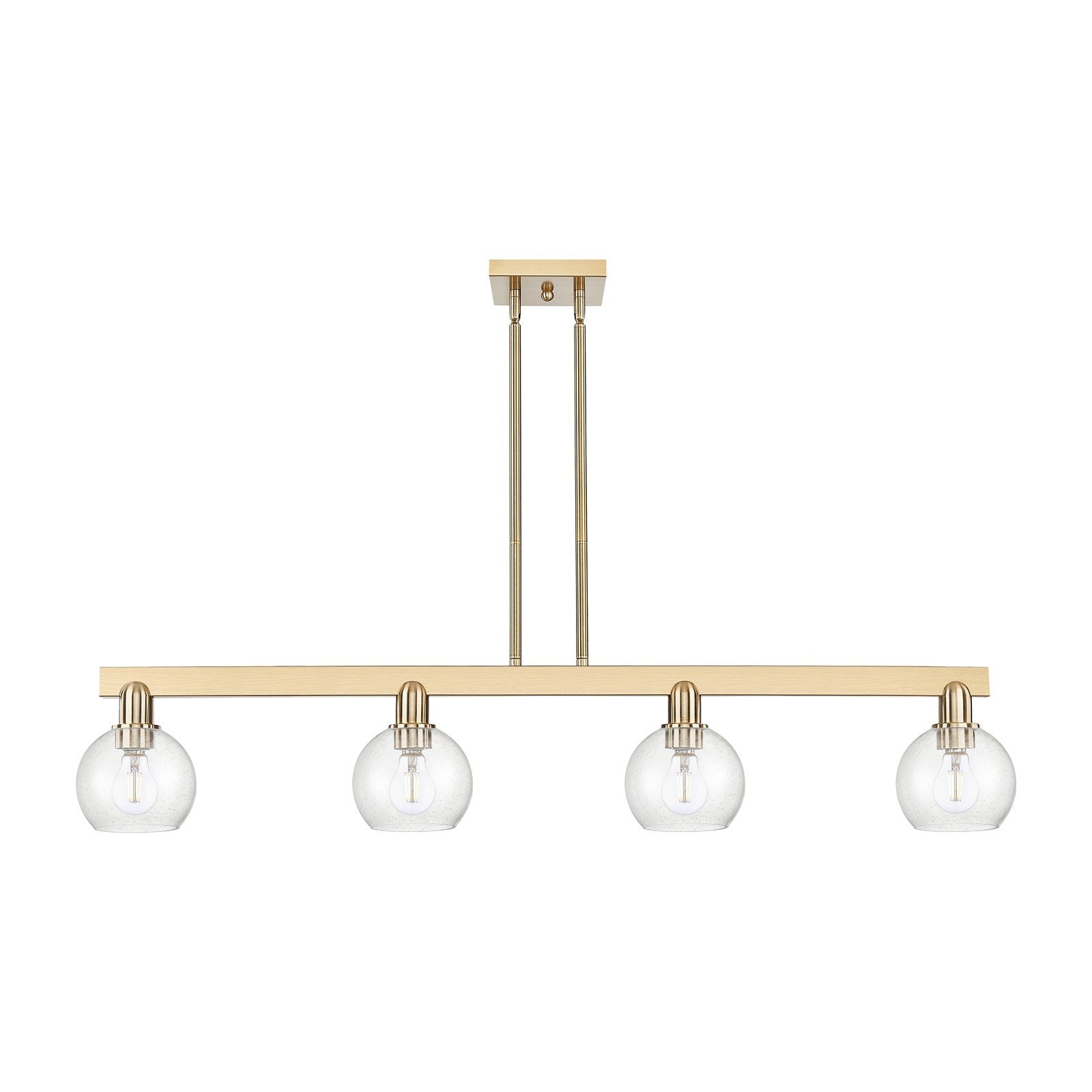 Innovations Athens 49in 4-Light Island Light | Industrial Champagne Bronze Steel and Seedy Glass | Kitchen Island & Dining Room | Model 716-4I-CB-G124-6