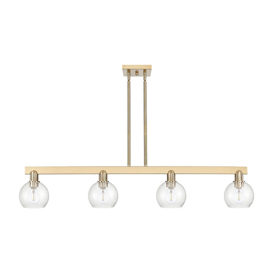 Innovations Athens 49in 4-Light Island Light | Industrial Champagne Bronze Steel and Seedy Glass | Kitchen Island & Dining Room | Model 716-4I-CB-G124-6