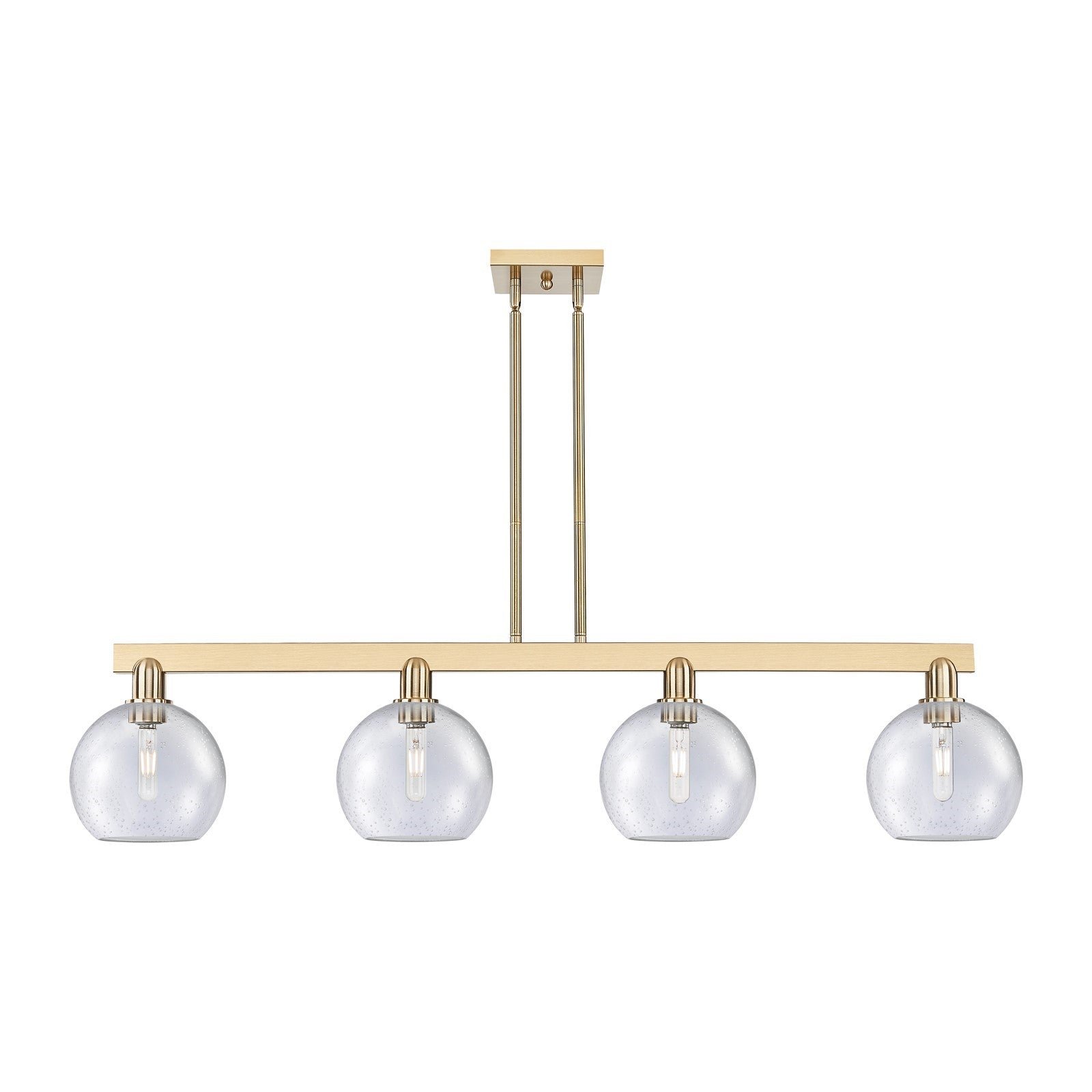 Innovations Athens 51in 4-Light Island Light | Industrial Champagne Bronze Steel and Seedy Glass | Kitchen Island & Dining Room | Model 716-4I-CB-G124-8
