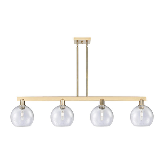 Innovations Athens 51in 4-Light Island Light | Industrial Champagne Bronze Steel and Seedy Glass | Kitchen Island & Dining Room | Model 716-4I-CB-G124-8