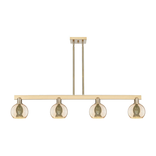 Innovations Athens 49in 4-Light Island Light | Industrial Champagne Bronze Steel and Mercury Glass | Kitchen Island & Dining Room | Model 716-4I-CB-G128-6